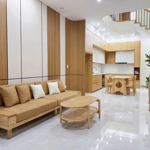SOFA JAPANDI BỤC GỖ TONE NÂU