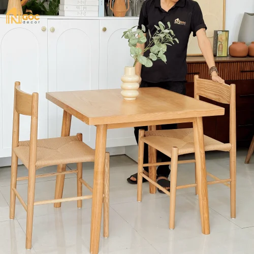 BỘ BÀN ĂN GỖ SỒI VUÔNG 2 GHẾ