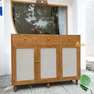 TỦ GIÀY 3 CÁNH 3 HỘC PHỐI MÂY